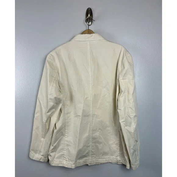 Zara Mens XL Cream Cotton Chore Jacket Blazer Utility Workwear Off White Coat - Picture 4 of 5
